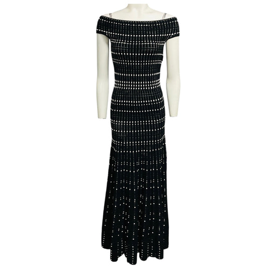Alexander McQueen Black / White Patterned Knit Maxi Dress