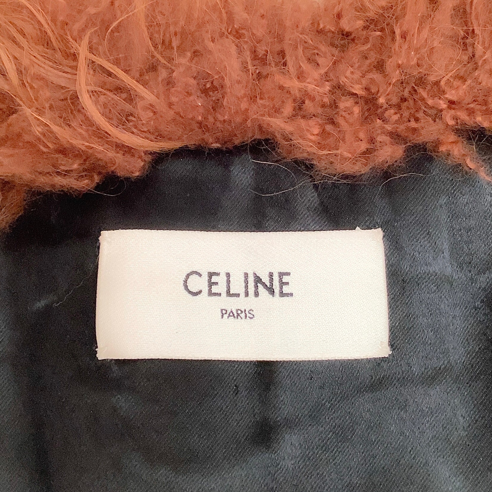 Celine Rust Long Hair Shearling Jacket