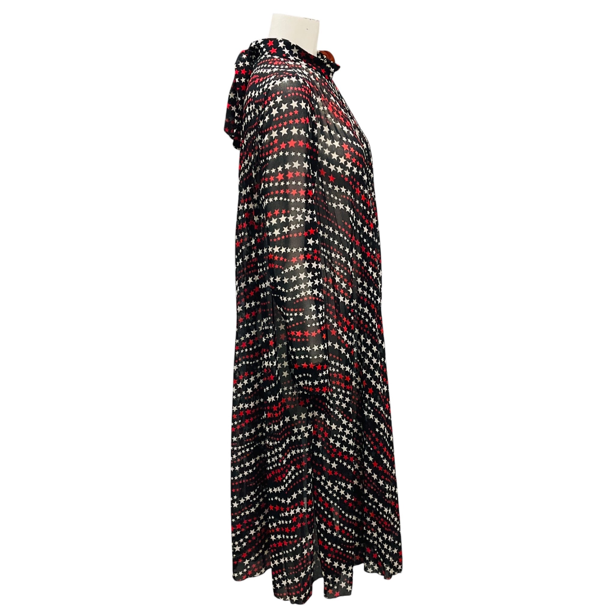 RED Valentino Black / Red Multi Star Print Sheer Chiffon Dress