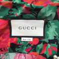 Load image into Gallery viewer, Gucci Red / Green / Black Pearl Embellished Rose Printed Silk Blouse
