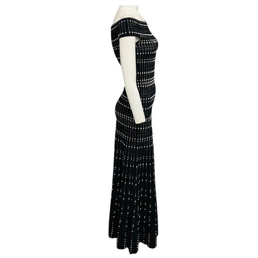 Alexander McQueen Black / White Patterned Knit Maxi Dress