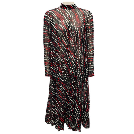 RED Valentino Black / Red Multi Star Print Sheer Chiffon Dress
