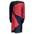 Load image into Gallery viewer, Dries van Noten Black / Red Embellished Printed Long Sleeved Crepe Midi Dress

