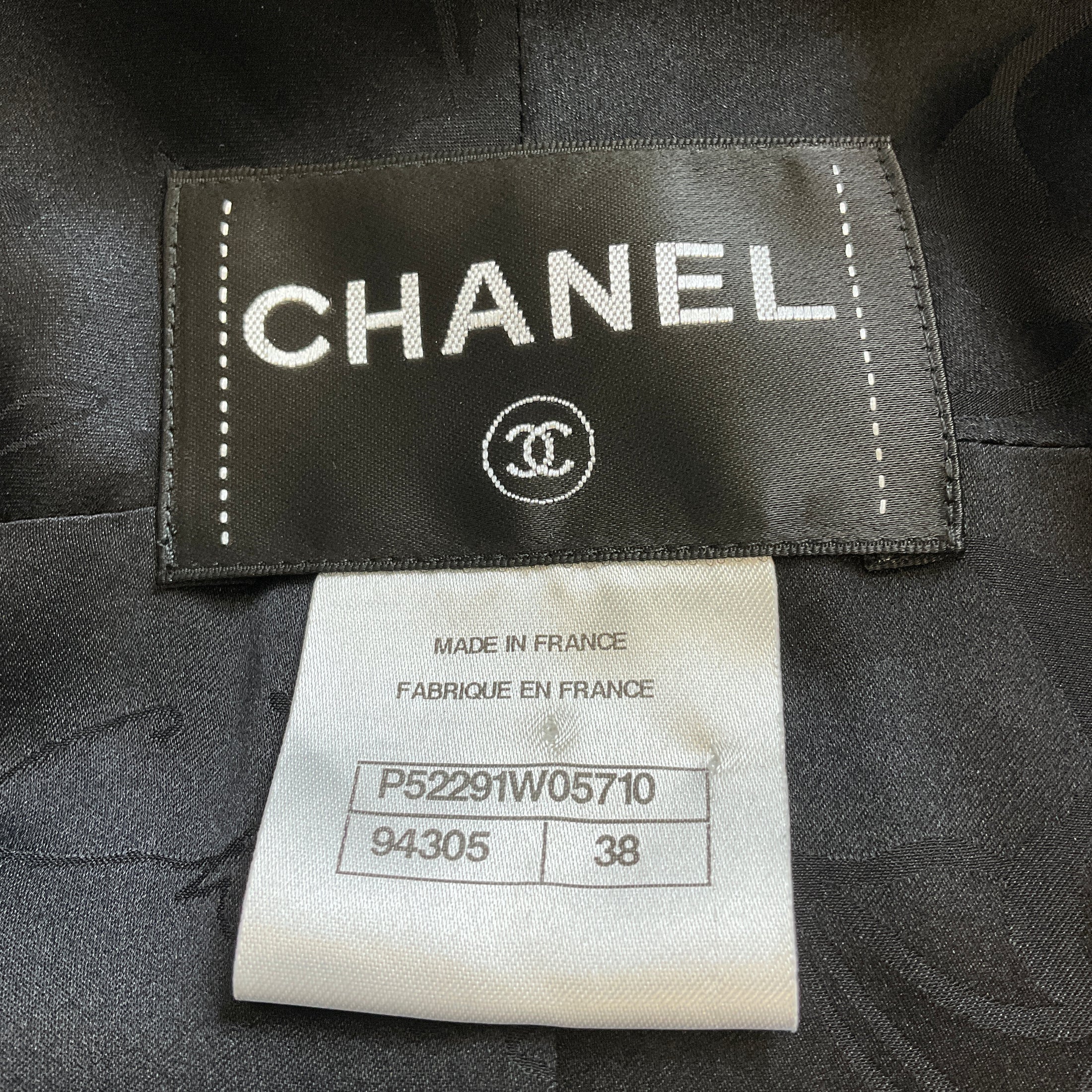 Chanel Black 2015 Silk Trim Wool Tweed Long Jacket