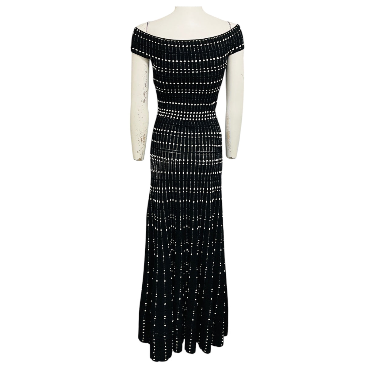 Alexander McQueen Black / White Patterned Knit Maxi Dress