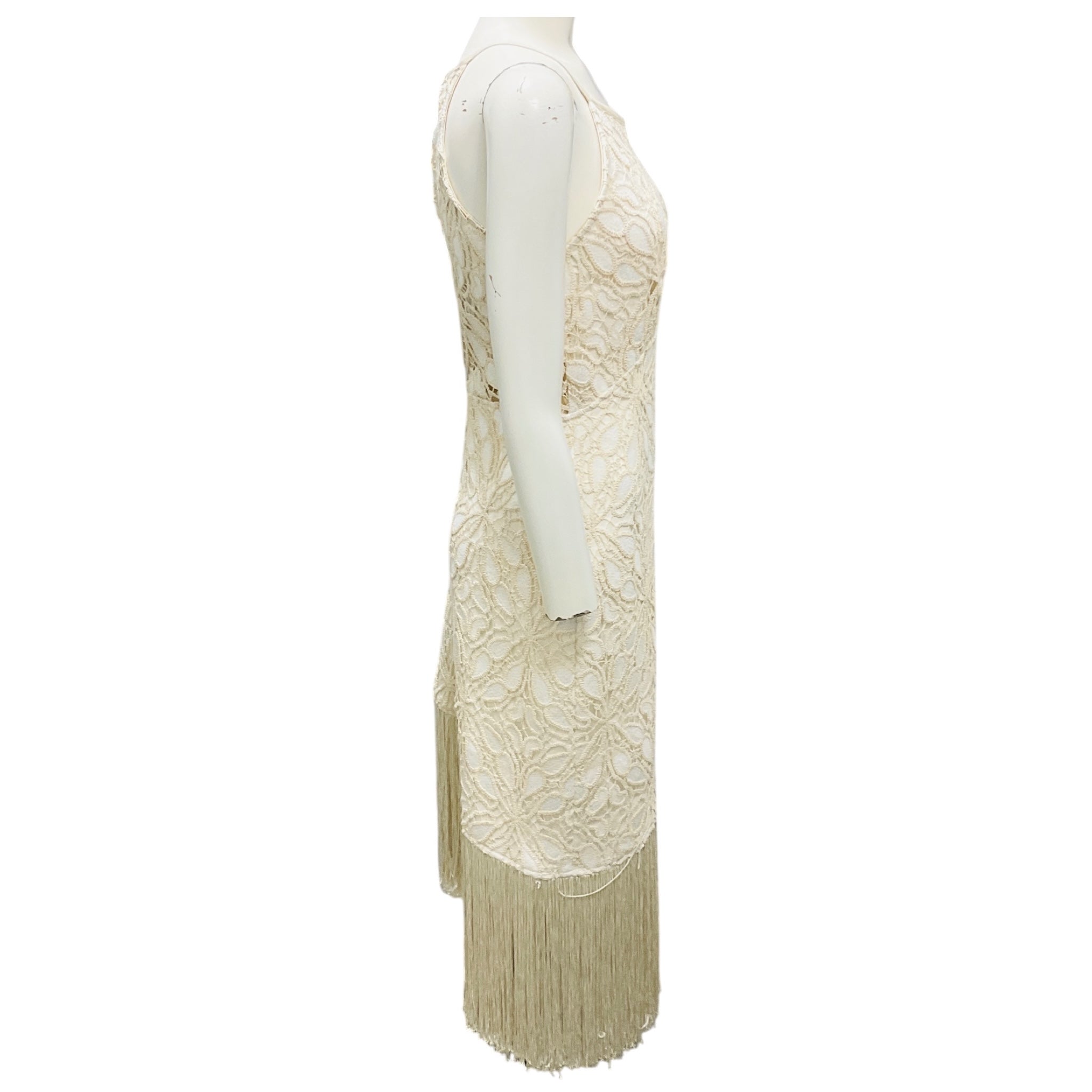 JBQ Natural Crochet Fringe Hem Natalie Dress