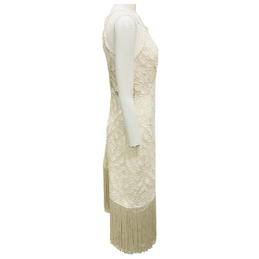 JBQ Natural Crochet Fringe Hem Natalie Dress