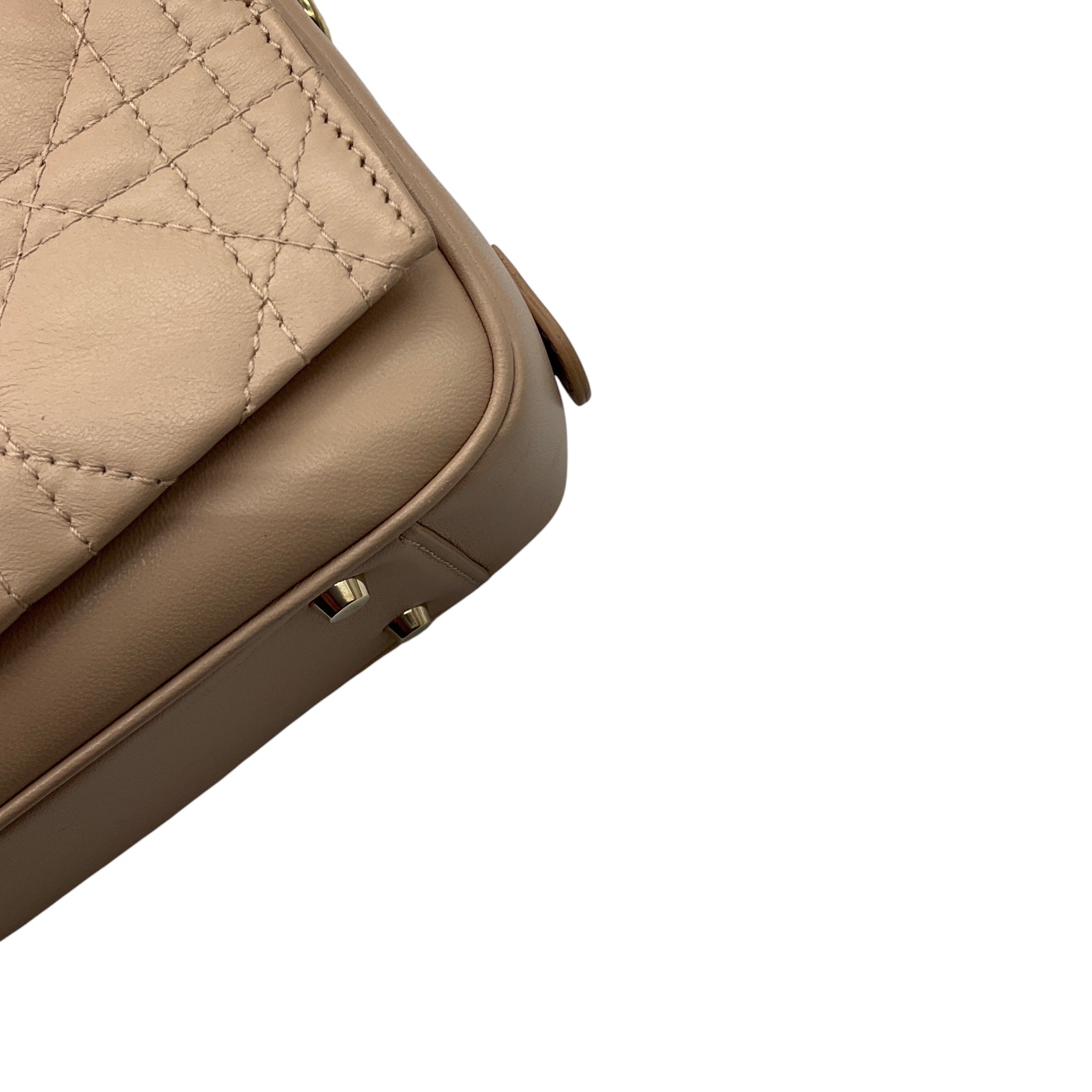 Christian Dior Beige Cannage Leather Flap Camera Bag