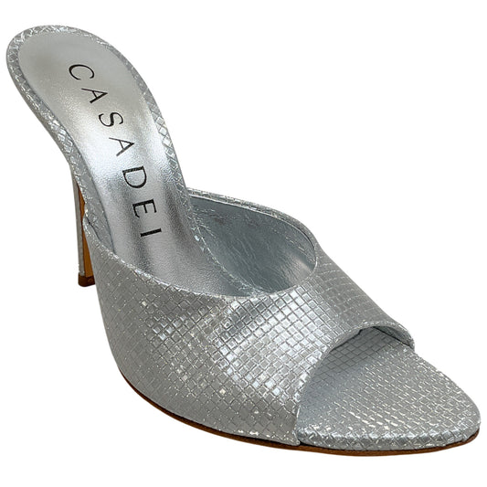 Casadei Silver Embossed Scarlet Diadema Sandals
