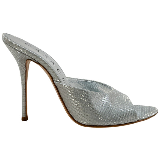 Casadei Silver Embossed Scarlet Diadema Sandals