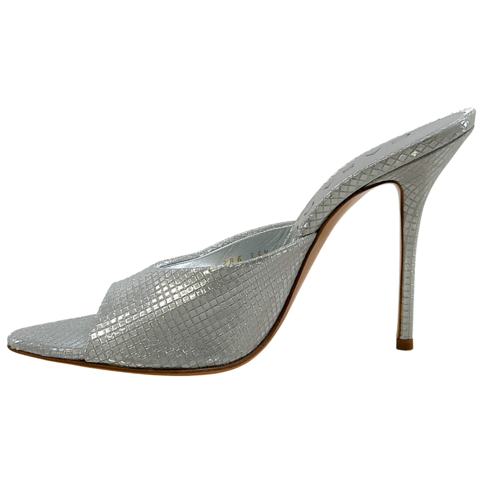 Casadei Silver Embossed Scarlet Diadema Sandals