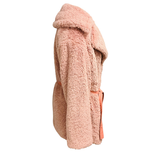 Dundas x Revolve Blush Pink Stevie Faux Fur Teddy Coat