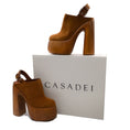 Load image into Gallery viewer, Casadei Brown Kentucky Chunky Wooden Platform Ultra High Heeled Suede Leather Shoes
