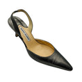 Load image into Gallery viewer, Manolo Blahnik Pewter Metallic Leather Pointed Toe Classic Slingback Pumps
