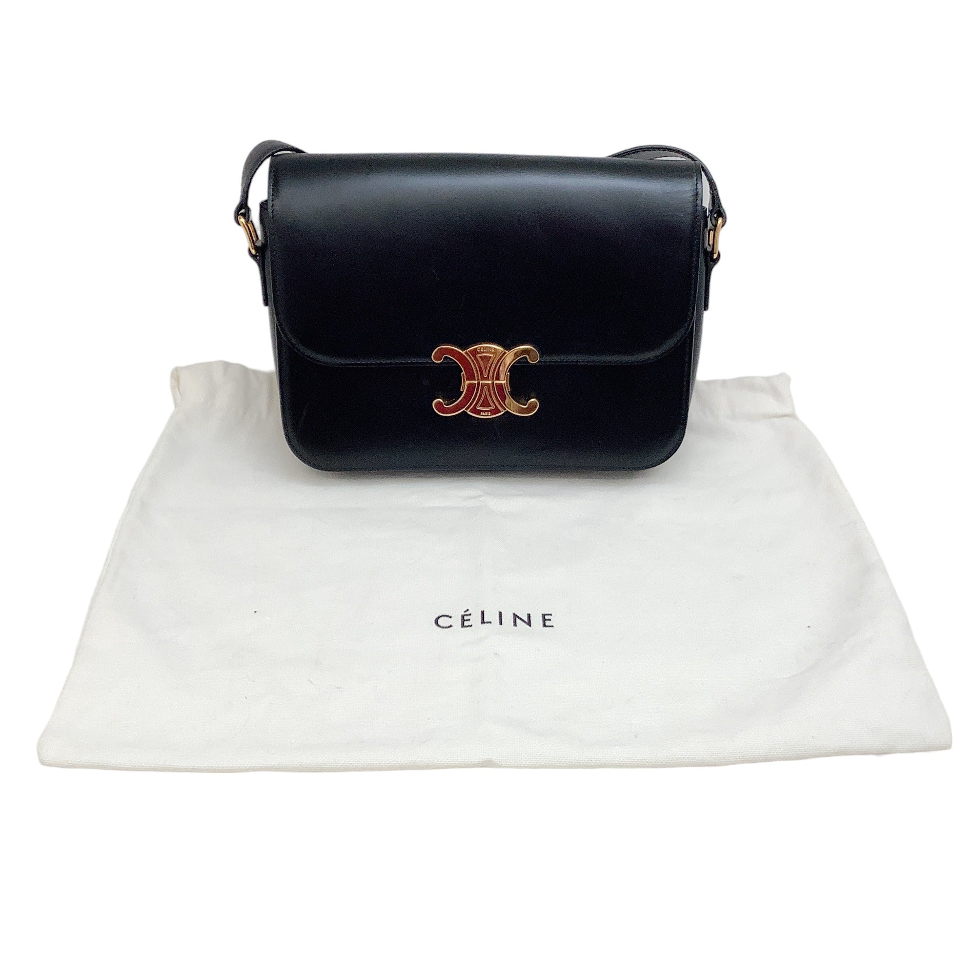 Celine Black Leather Classique Triomphe Bag