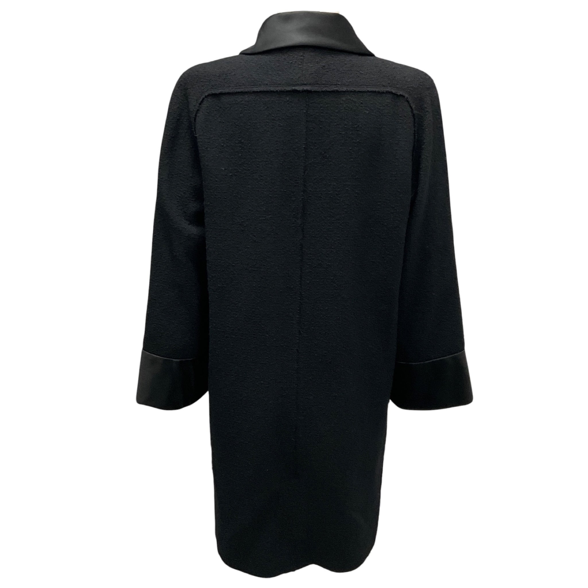 Chanel Black 2015 Silk Trim Wool Tweed Long Jacket