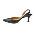 Load image into Gallery viewer, Manolo Blahnik Pewter Metallic Leather Pointed Toe Classic Slingback Pumps
