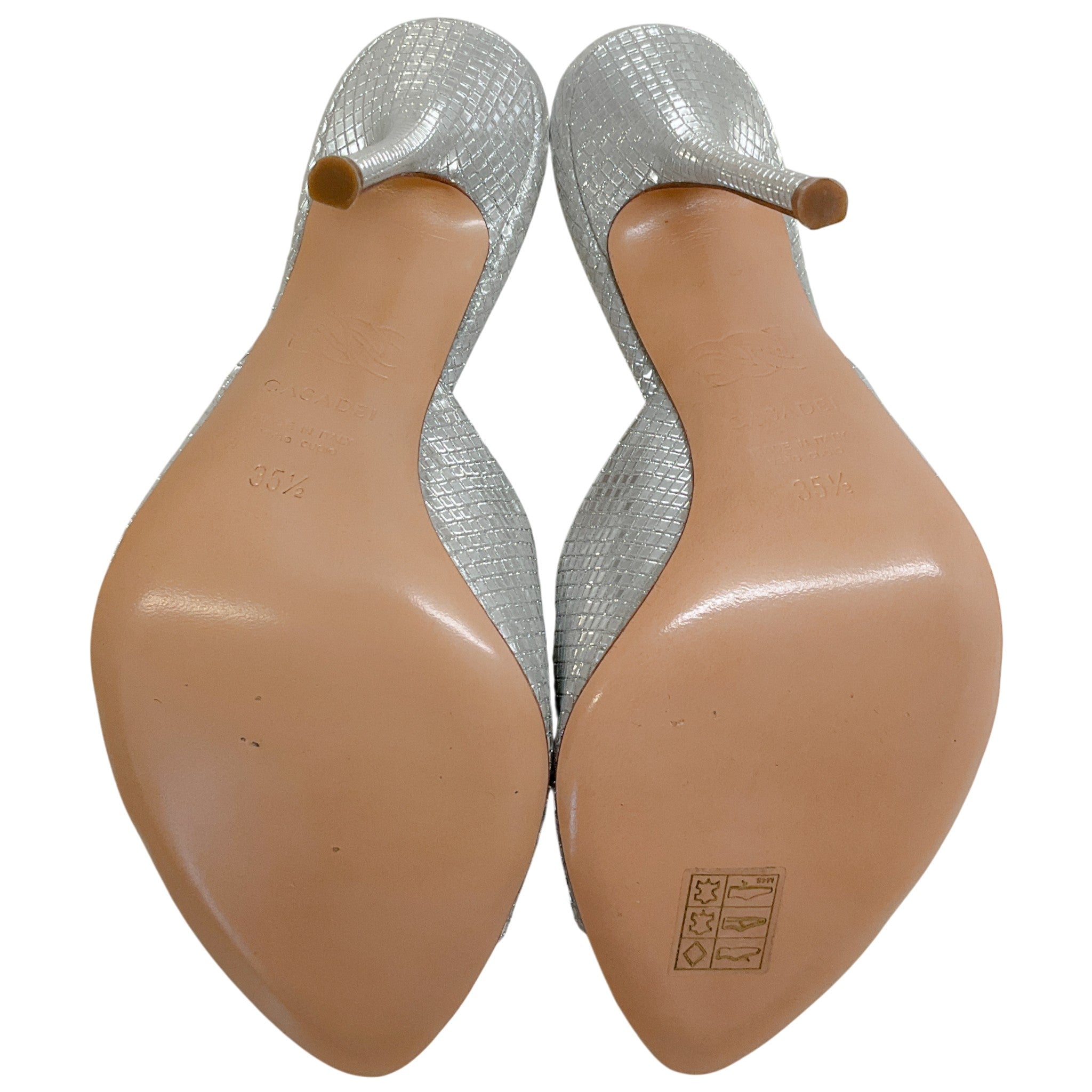 Casadei Silver Embossed Scarlet Diadema Sandals