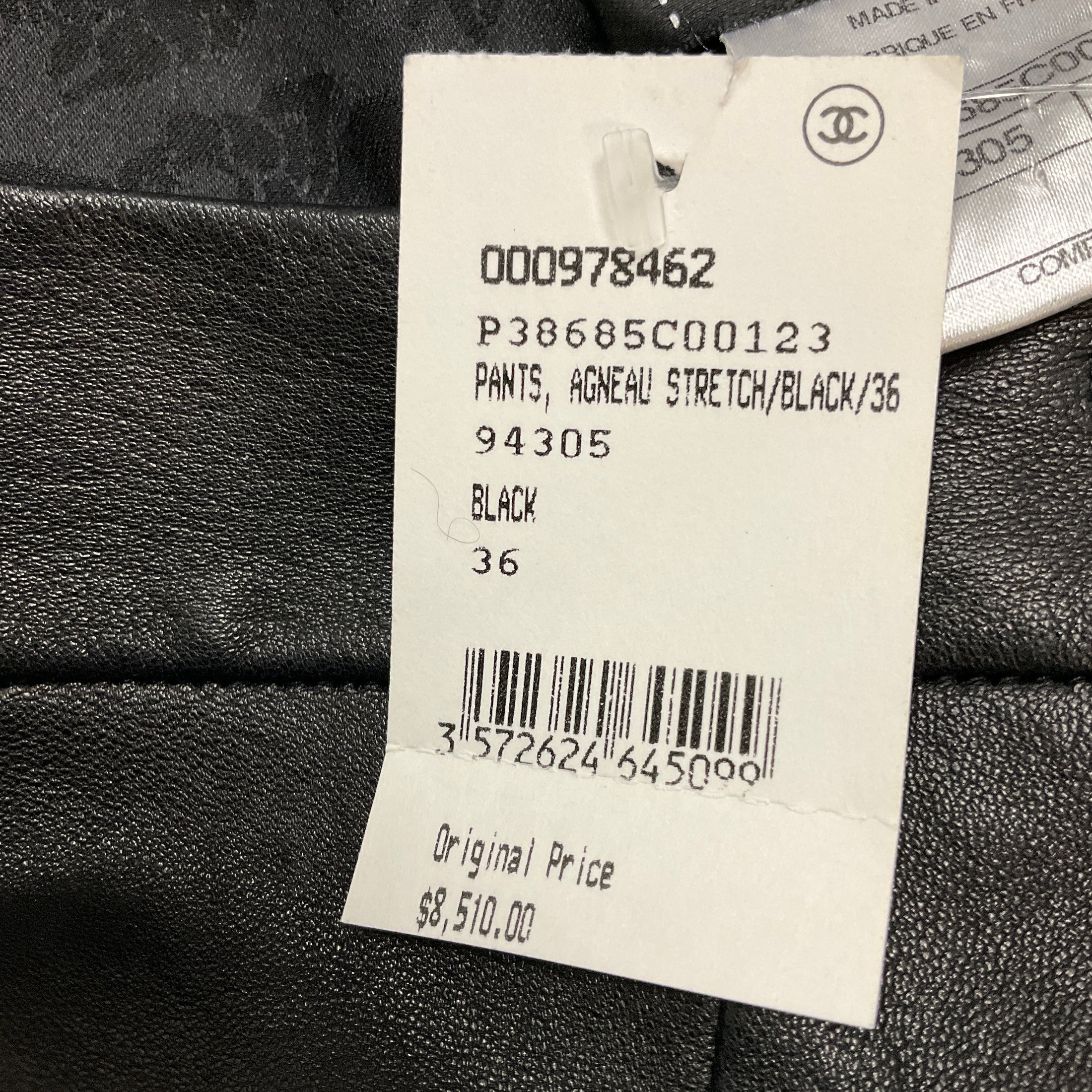 Chanel Black Fall Winter 2010 Camellia Stretch Lambskin Leather Pants