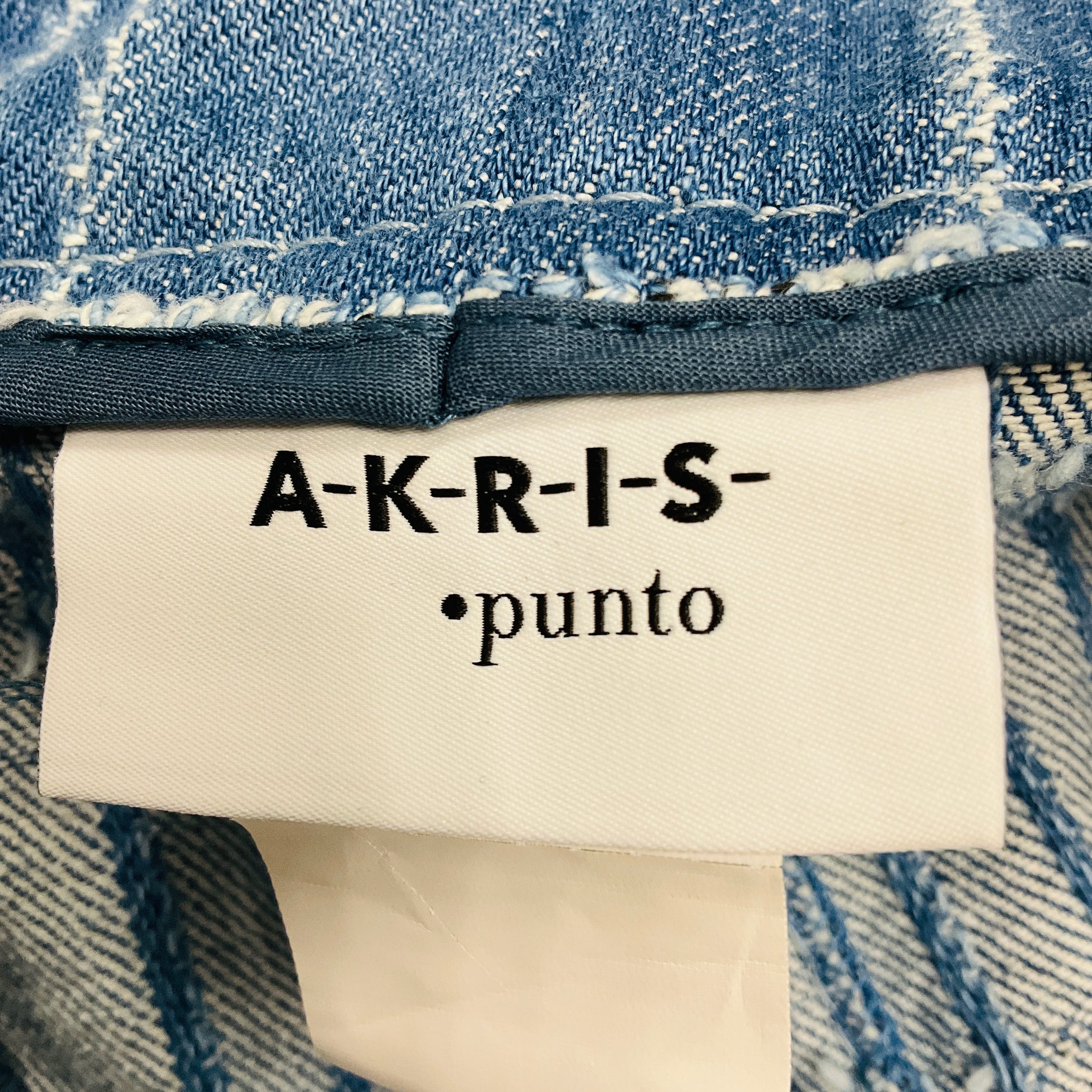 Akris Punto Medium Blue Wash Frayed Denim Midi Skirt