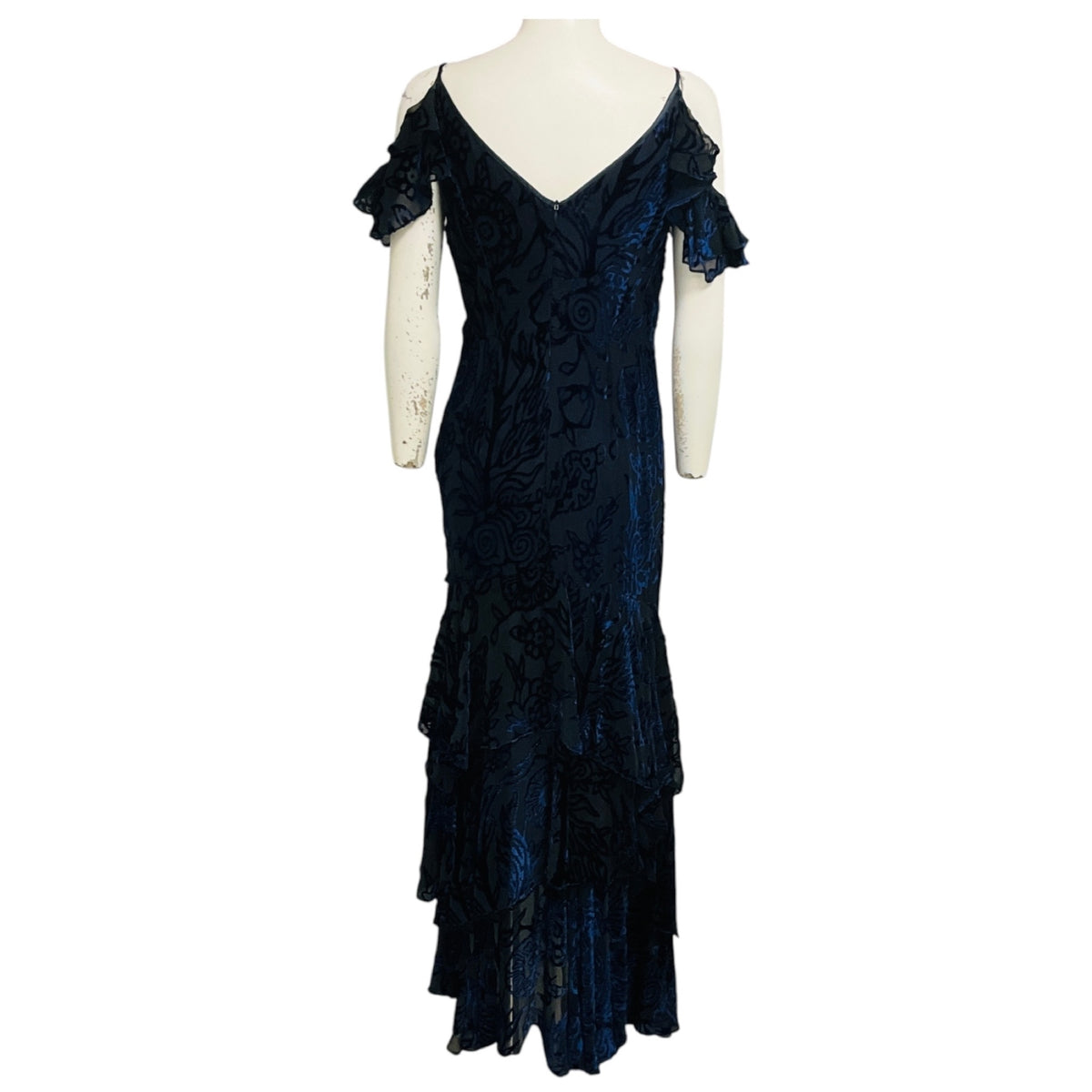 Peter Pilotto Navy Blue Velvet Floral Jacquard Maxi Dress