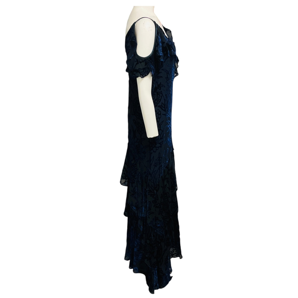 Peter Pilotto Navy Blue Velvet Floral Jacquard Maxi Dress