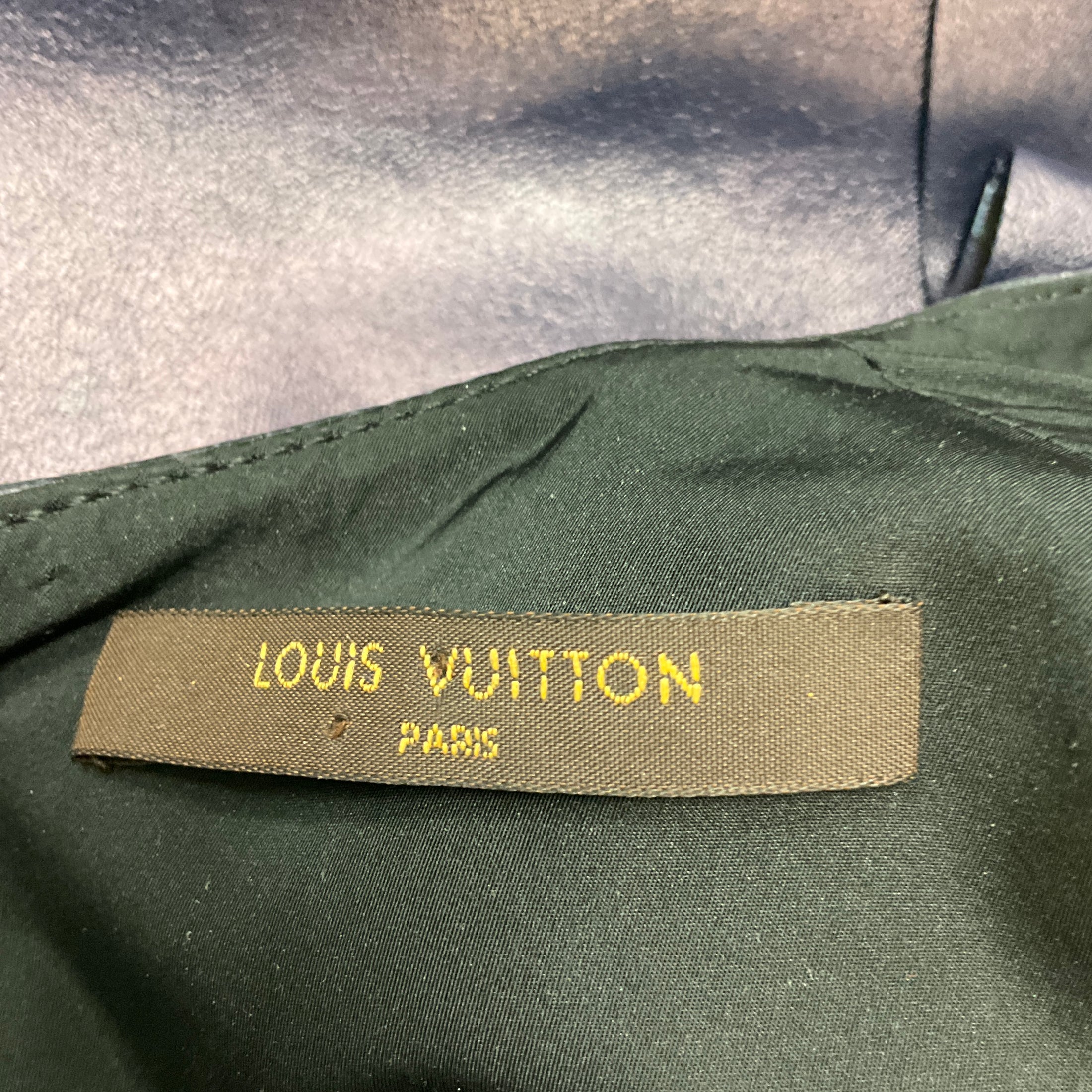 Louis Vuitton Navy Blue Ruffled Sleeveless Leather Mini Dress