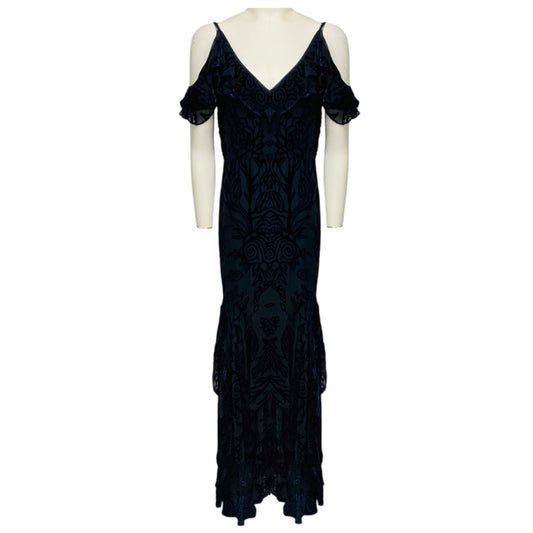 Peter Pilotto Navy Blue Velvet Floral Jacquard Maxi Dress