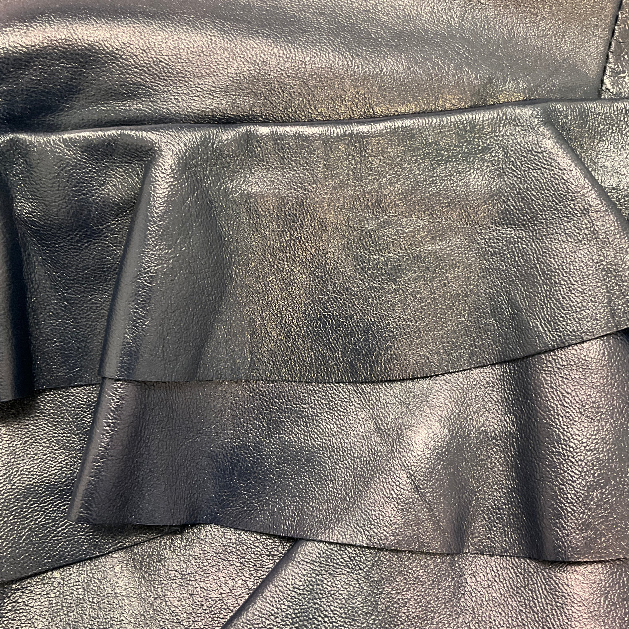 Louis Vuitton Navy Blue Ruffled Sleeveless Leather Mini Dress