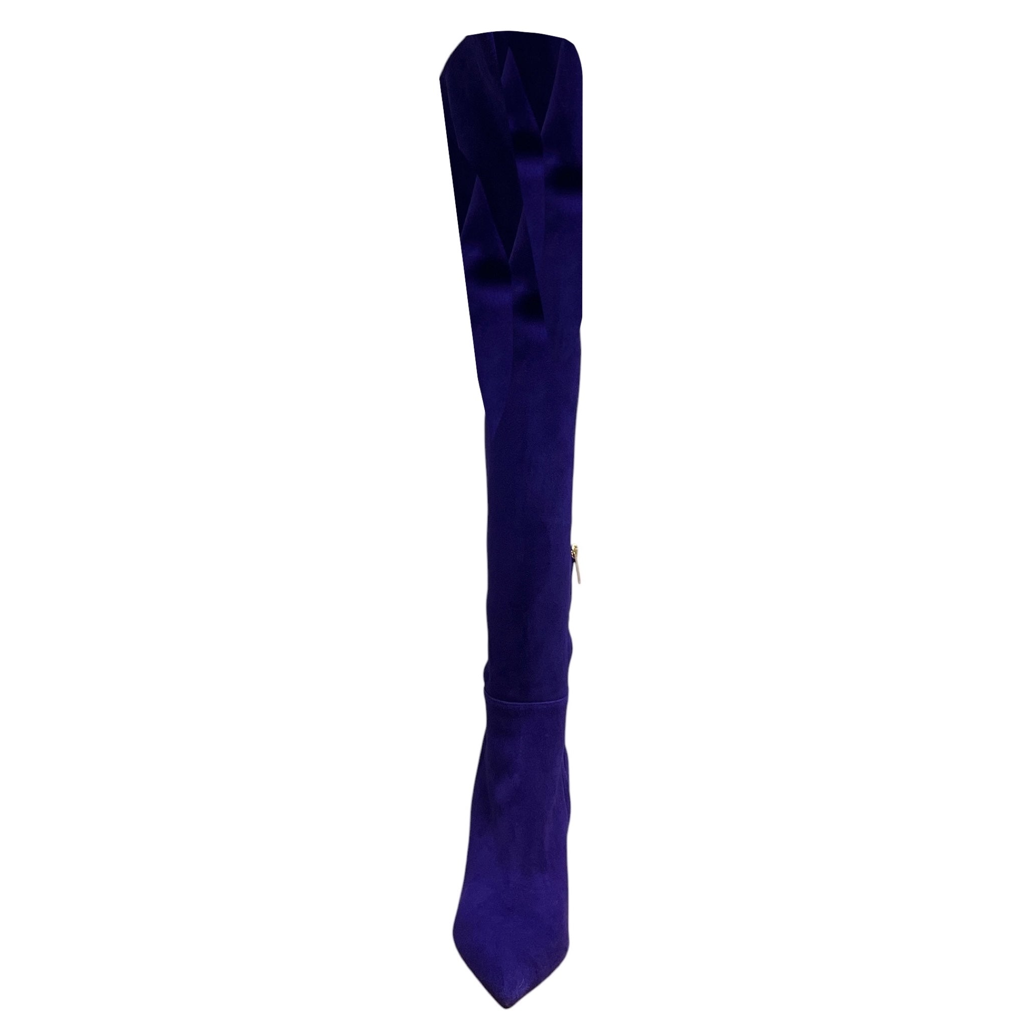 Gianvito Rossi Purple Suede Tall Over the Knee Boots