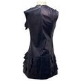 Load image into Gallery viewer, Louis Vuitton Navy Blue Ruffled Sleeveless Leather Mini Dress
