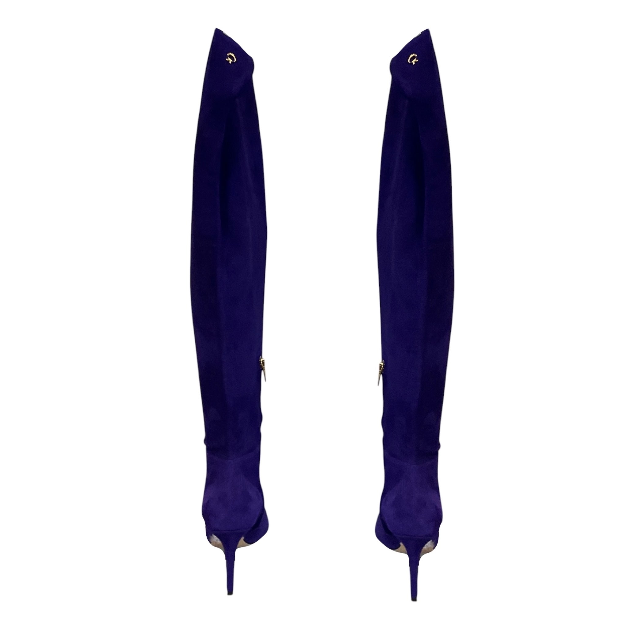 Gianvito Rossi Purple Suede Tall Over the Knee Boots