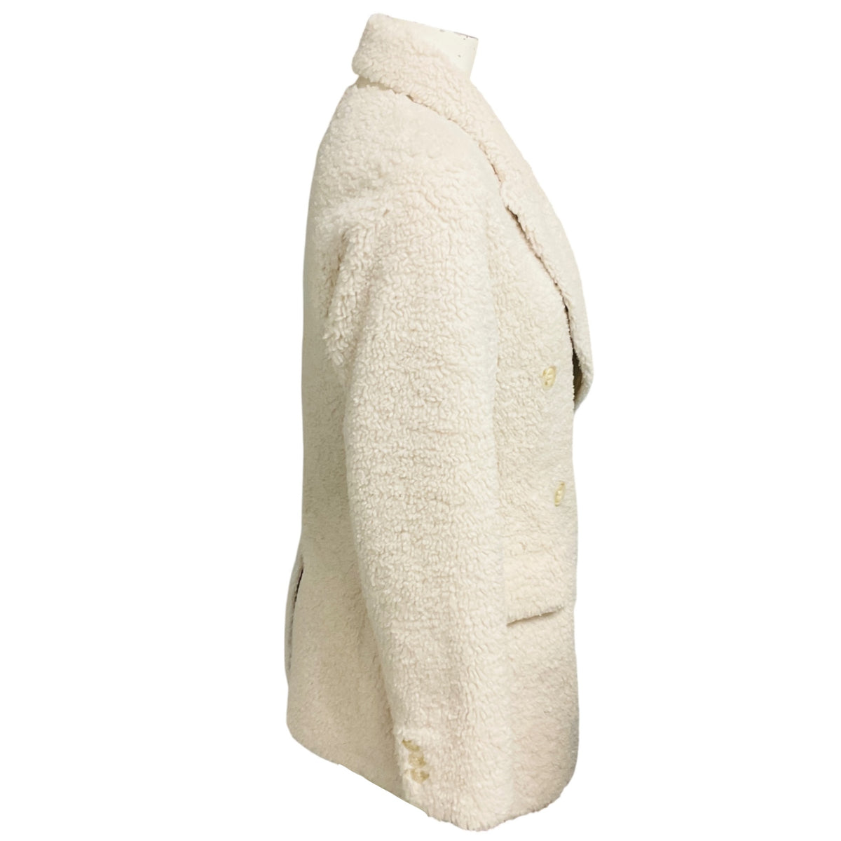 Dorothee Schumacher Cream Double Breasted Faux Fur Sherpa Coat