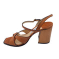 Load image into Gallery viewer, Jimmy Choo Tan Wooden Block Heel Leather Sandals
