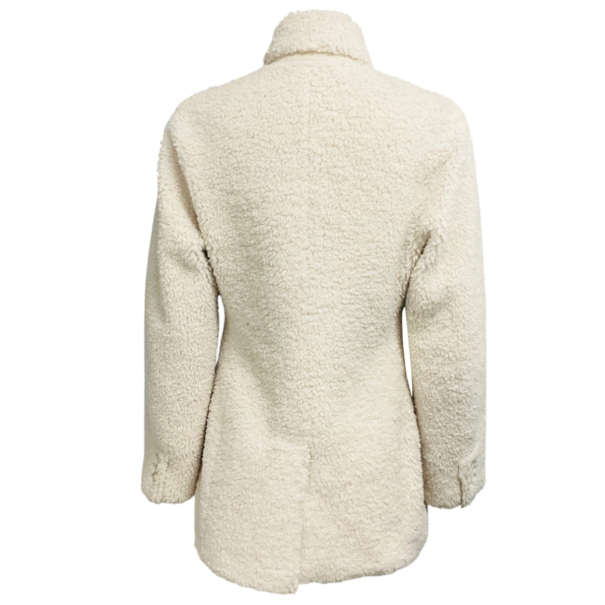 Dorothee Schumacher Cream Double Breasted Faux Fur Sherpa Coat