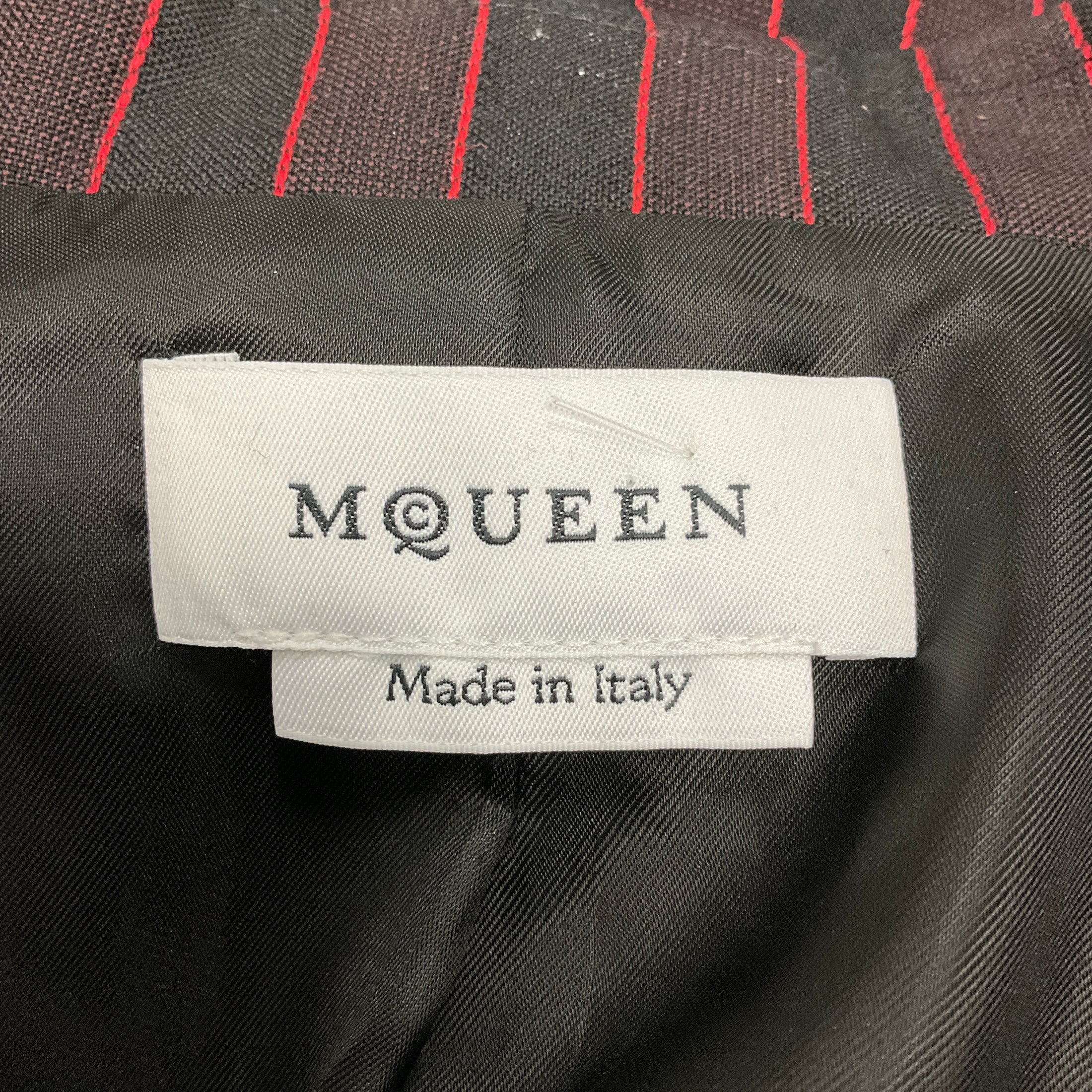 Alexander McQueen Black / Bordeaux 2024 Striped Wool Vest