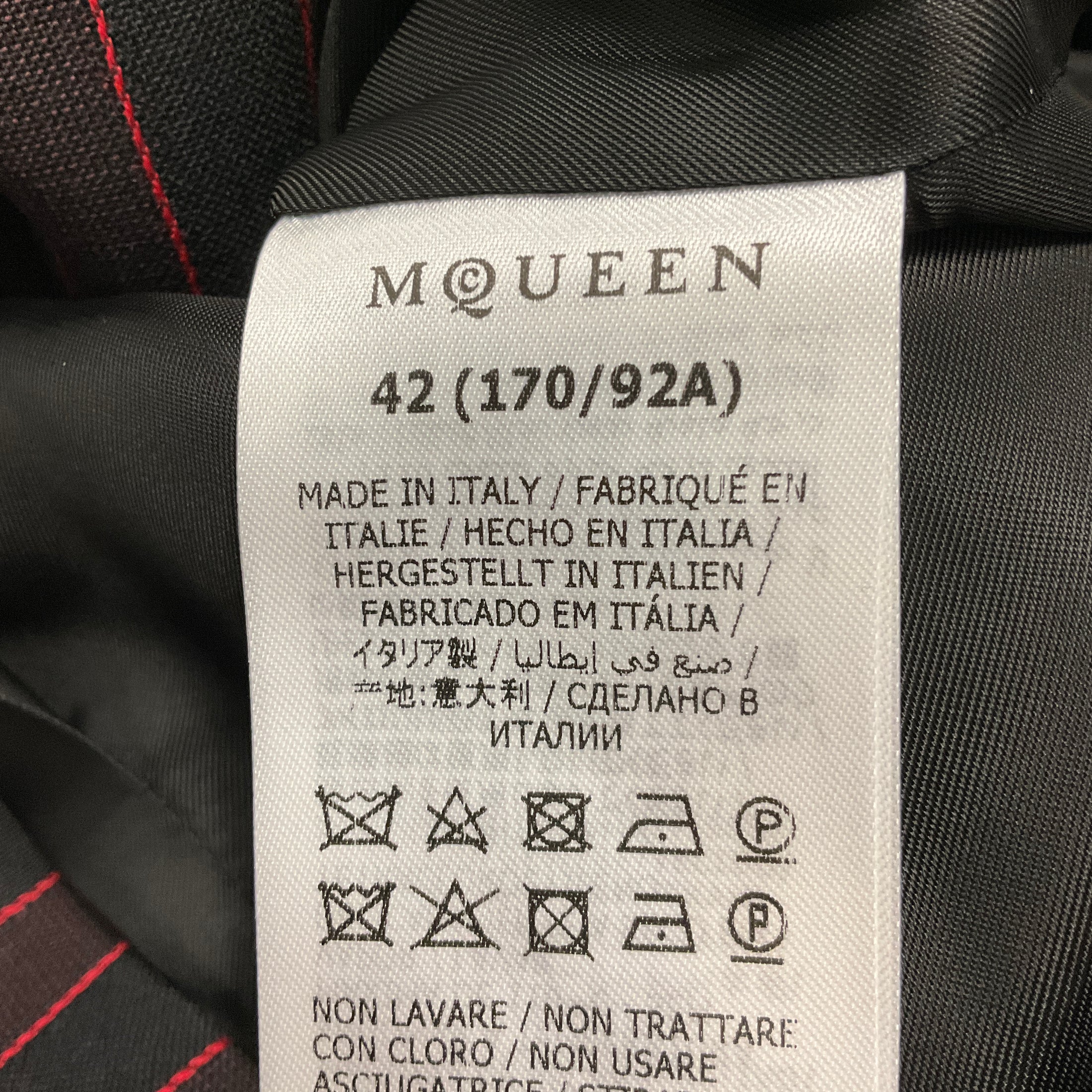 Alexander McQueen Black / Bordeaux 2024 Striped Wool Vest