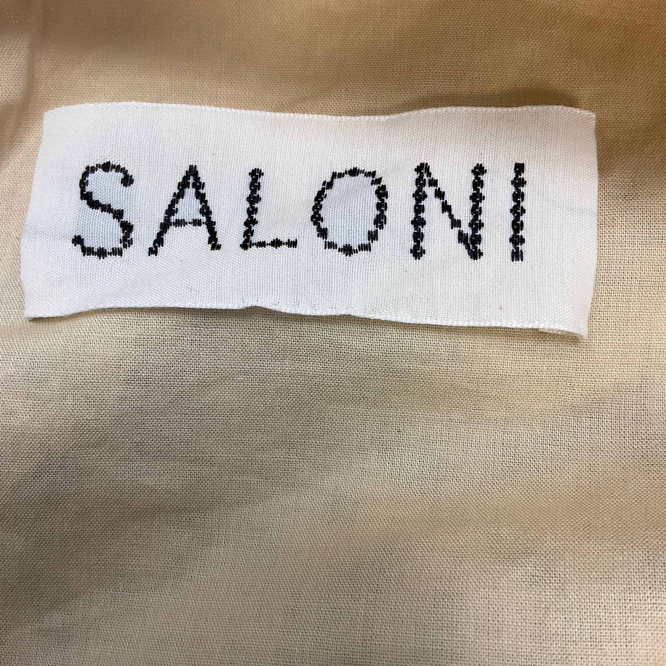Saloni Tan Multi Cut Out Detail Printed Linen Midi Dress