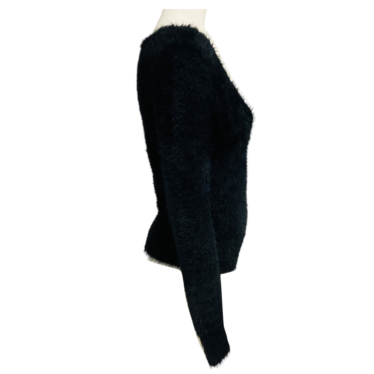 Dries Van Noten Black Long Sleeved V-Neck Fuzzy Sweater
