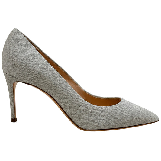 Casadei Silver Shimmer Fabric Pumps