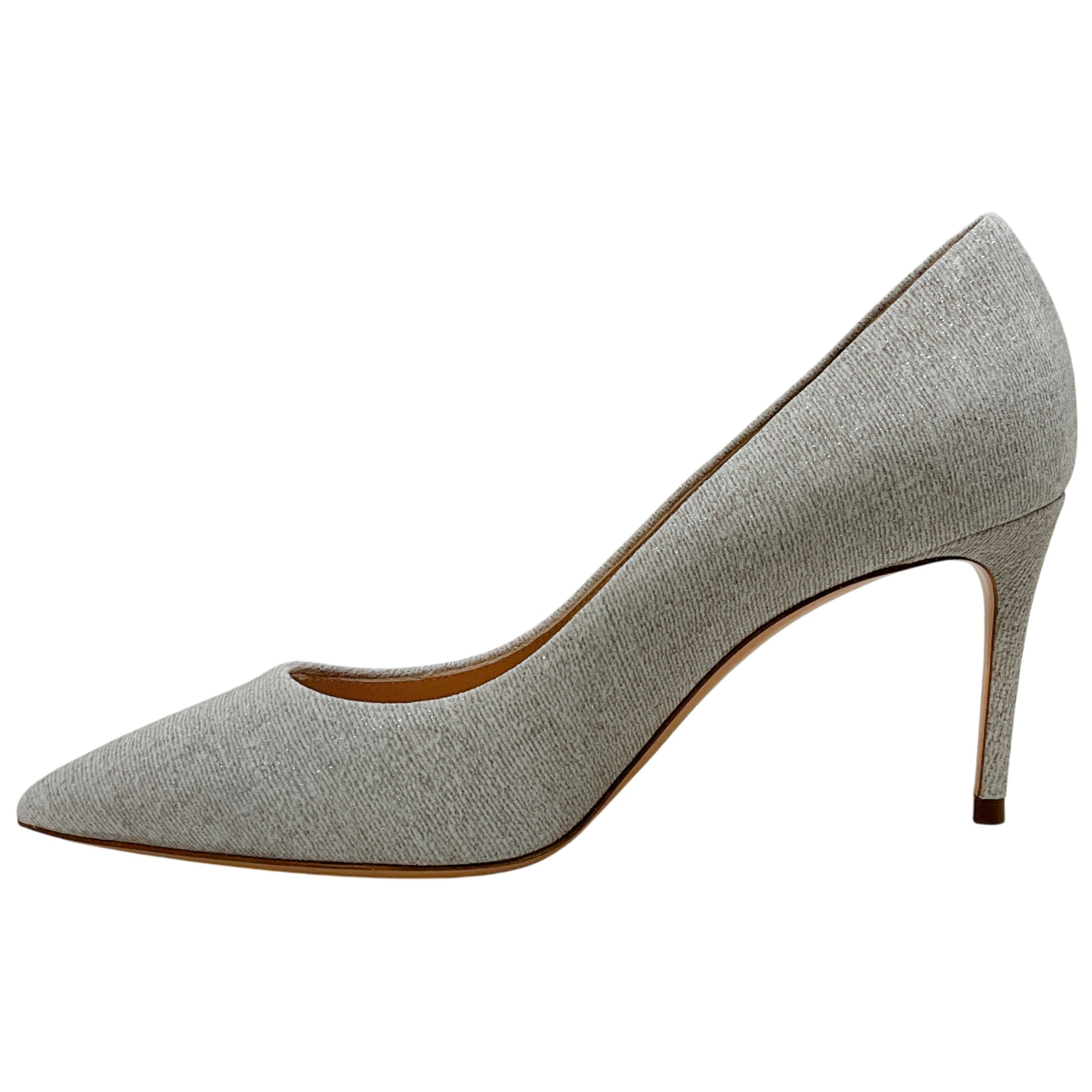 Casadei Silver Shimmer Fabric Pumps