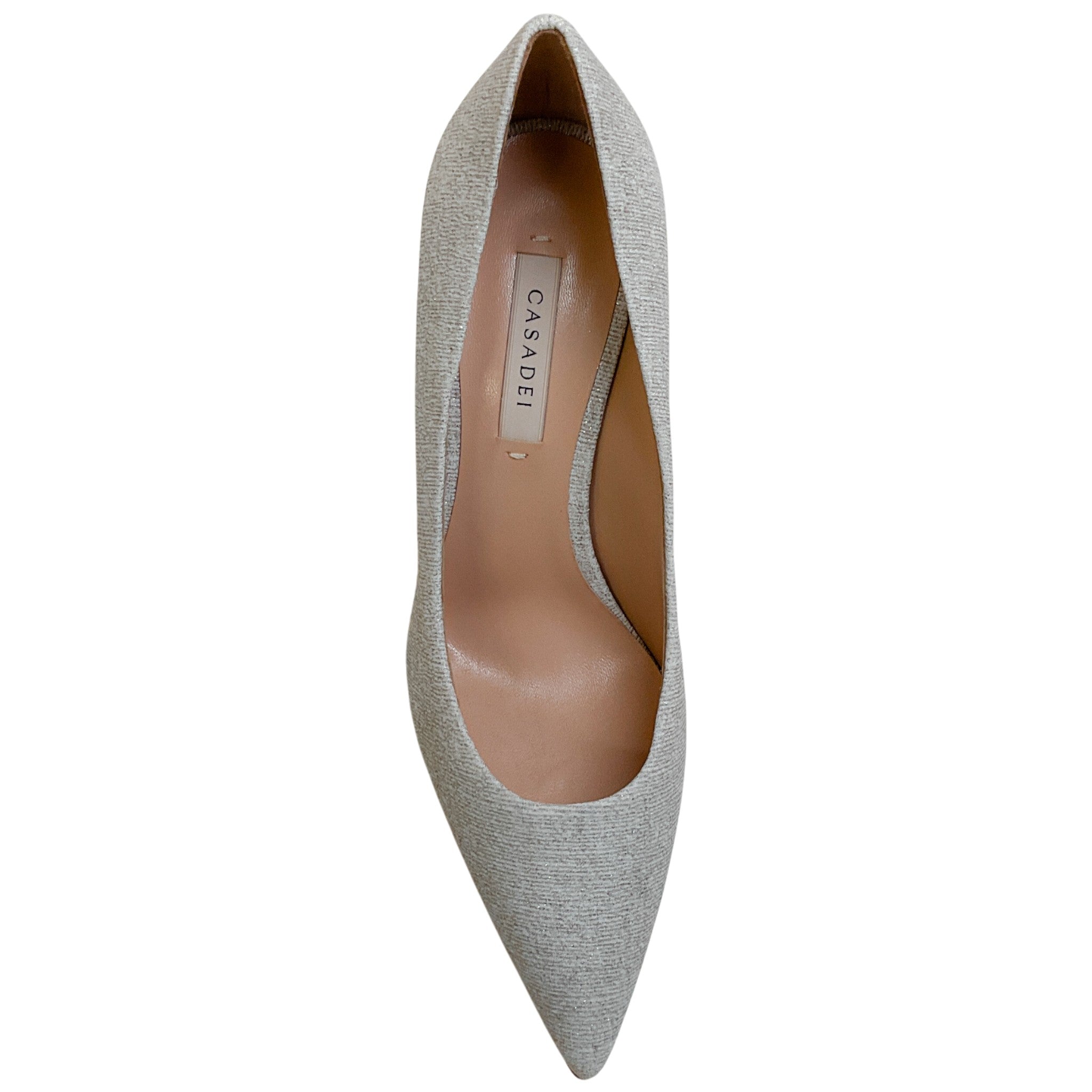 Casadei Silver Shimmer Fabric Pumps