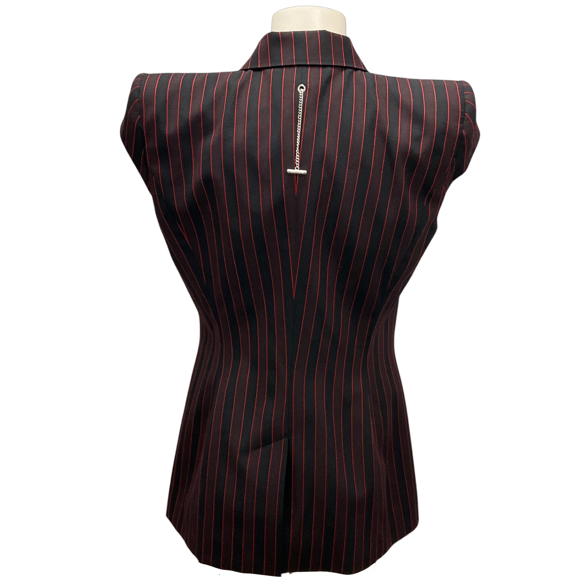 Alexander McQueen Black / Bordeaux 2024 Striped Wool Vest