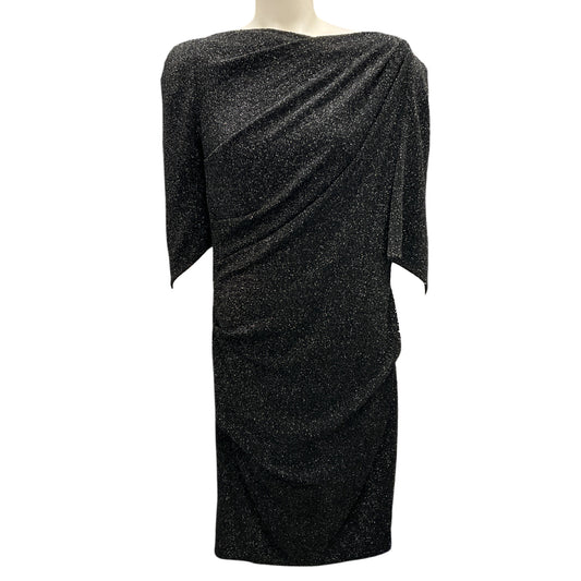 Talbot Runhof Black / Silver Metallic Stretch Cocktail Dress