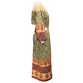 Load image into Gallery viewer, Saloni Tan Multi Cut Out Detail Printed Linen Midi Dress
