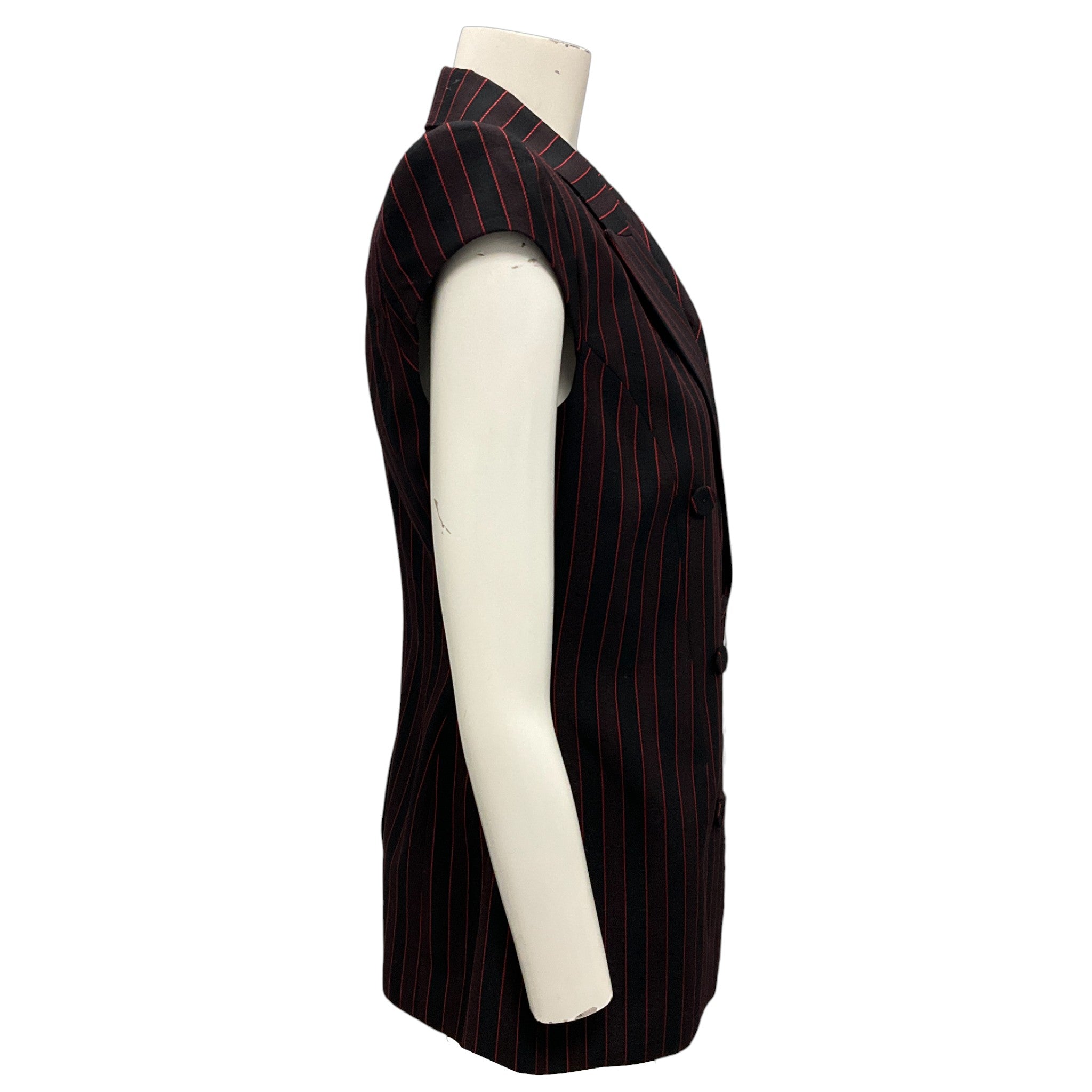 Alexander McQueen Black / Bordeaux 2024 Striped Wool Vest