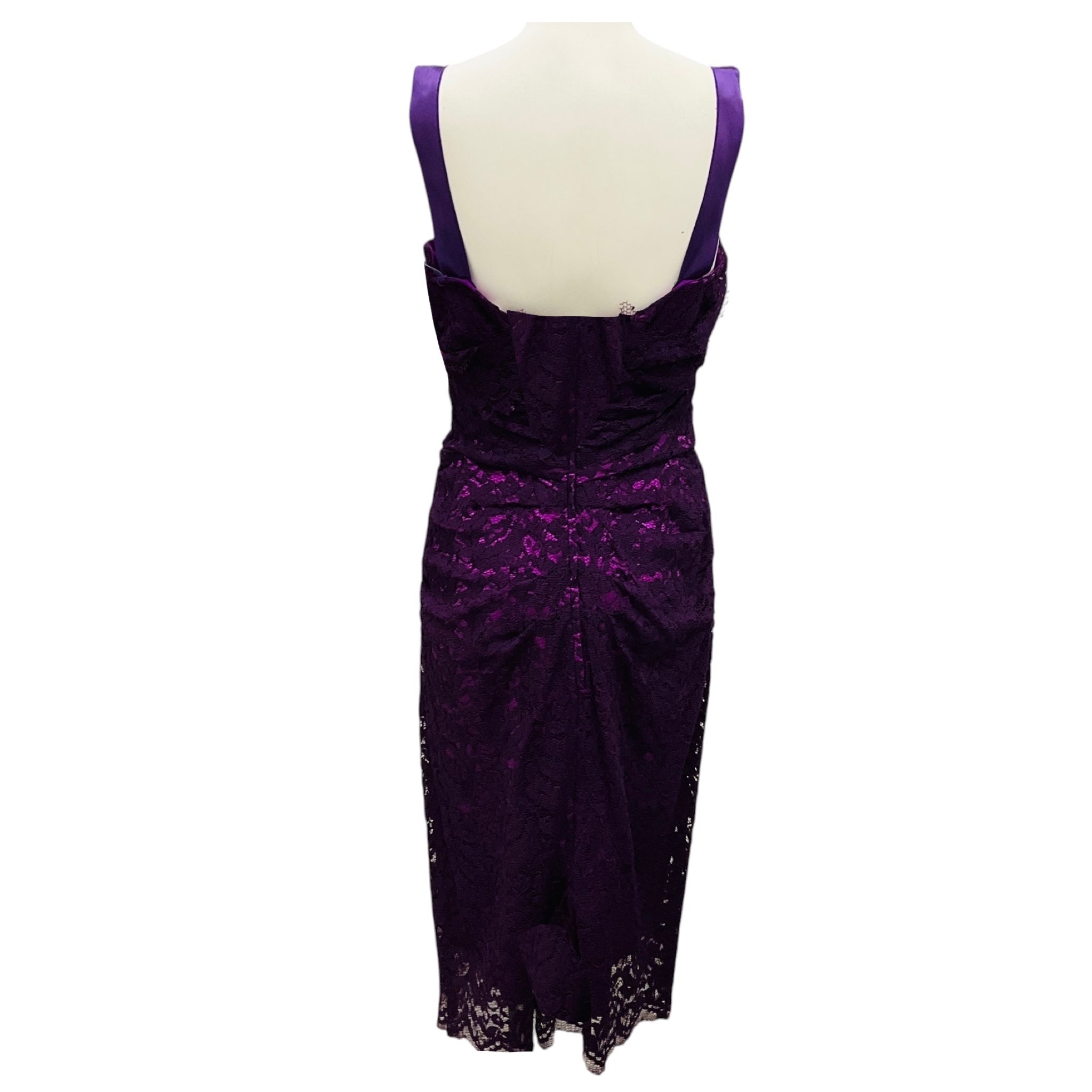 Dolce & Gabbana Purple Sleeveless Lace Cocktail Dress