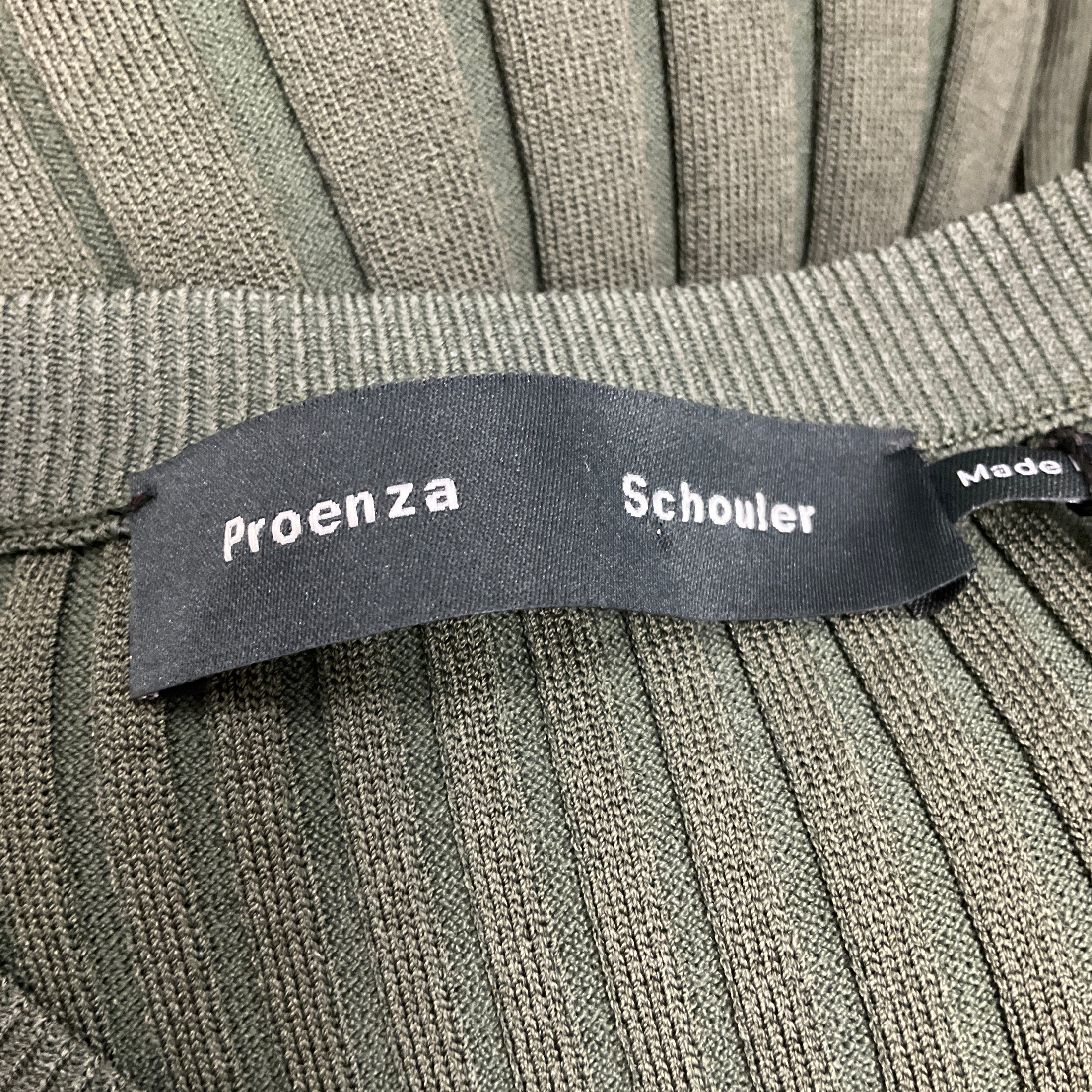 Proenza Schouler Green Midweight Viscose Rib Kenna Dress