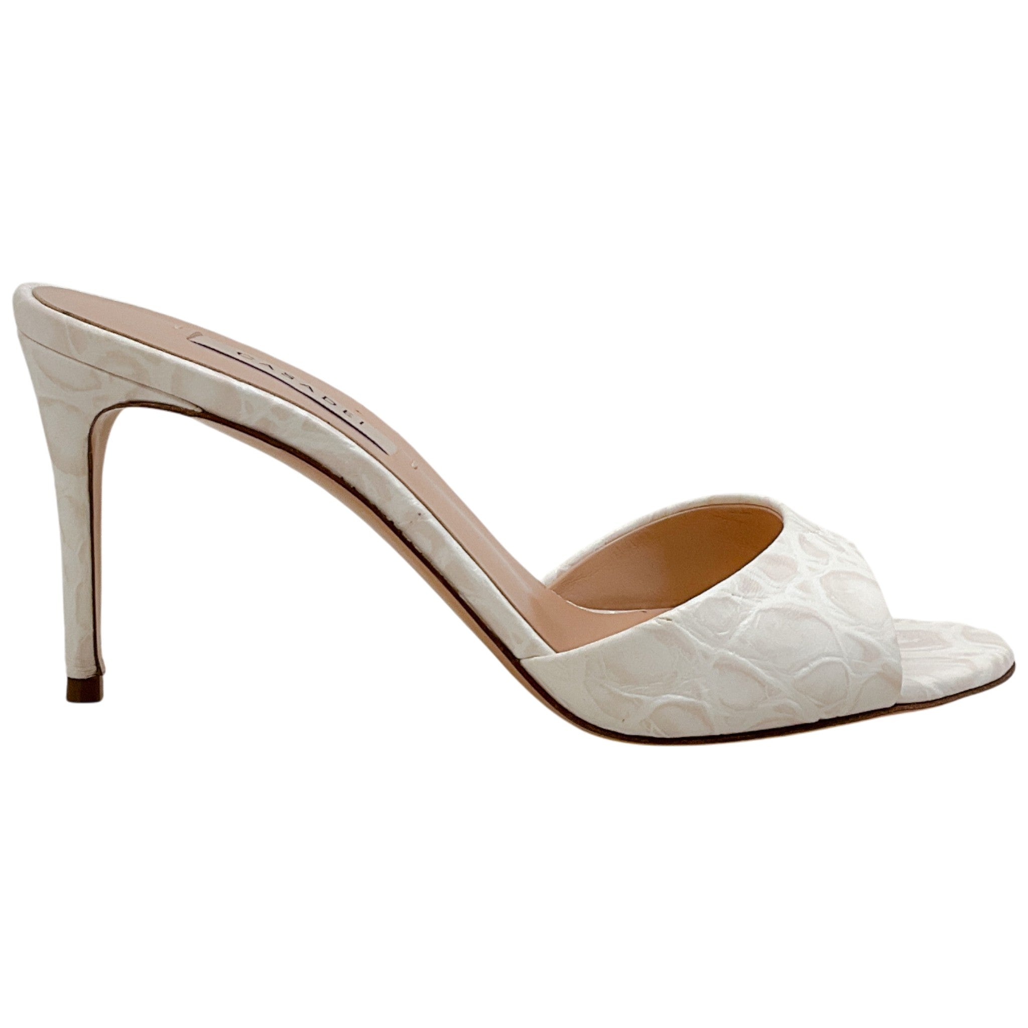 Casadei Sand Leather Kroccobell Slide Sandals