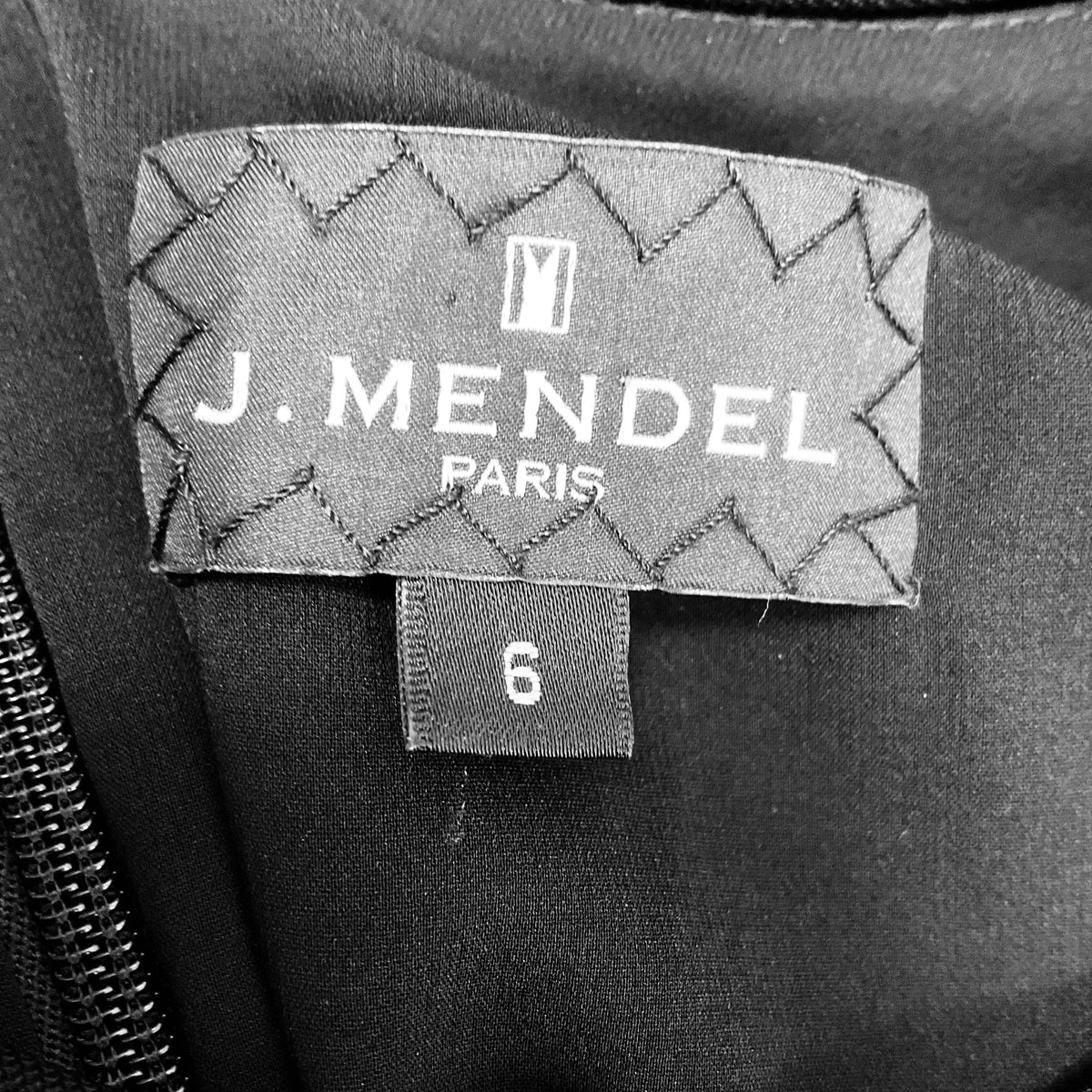 J. Mendel Black Cut Out Detail Nylon Stretch Sleeveless Flared Dress with Lamb Leather Trim